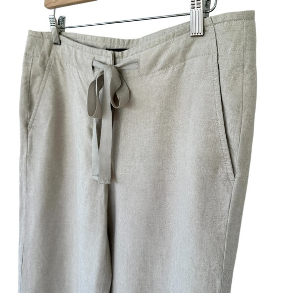 Talbots PETITE high waisted, wide leg pants with tie at the  waist, 💯 linen. - Picture 4 of 11